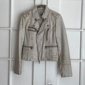Women's Levi's Leather Moto jacket in White Vintaged size S